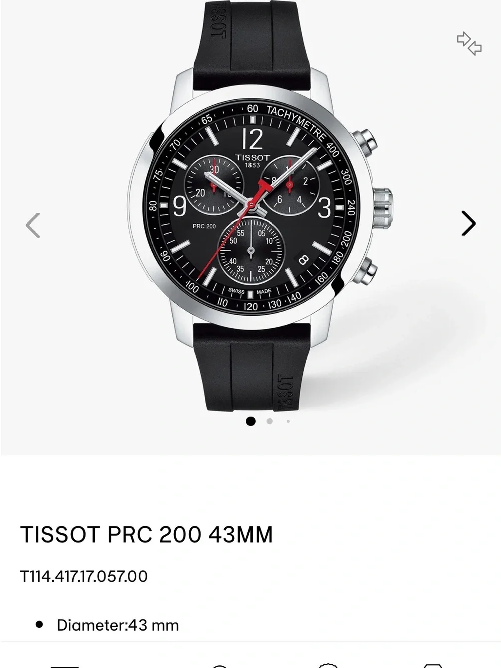 Tissot Black and Red Men's Chronograph Watch